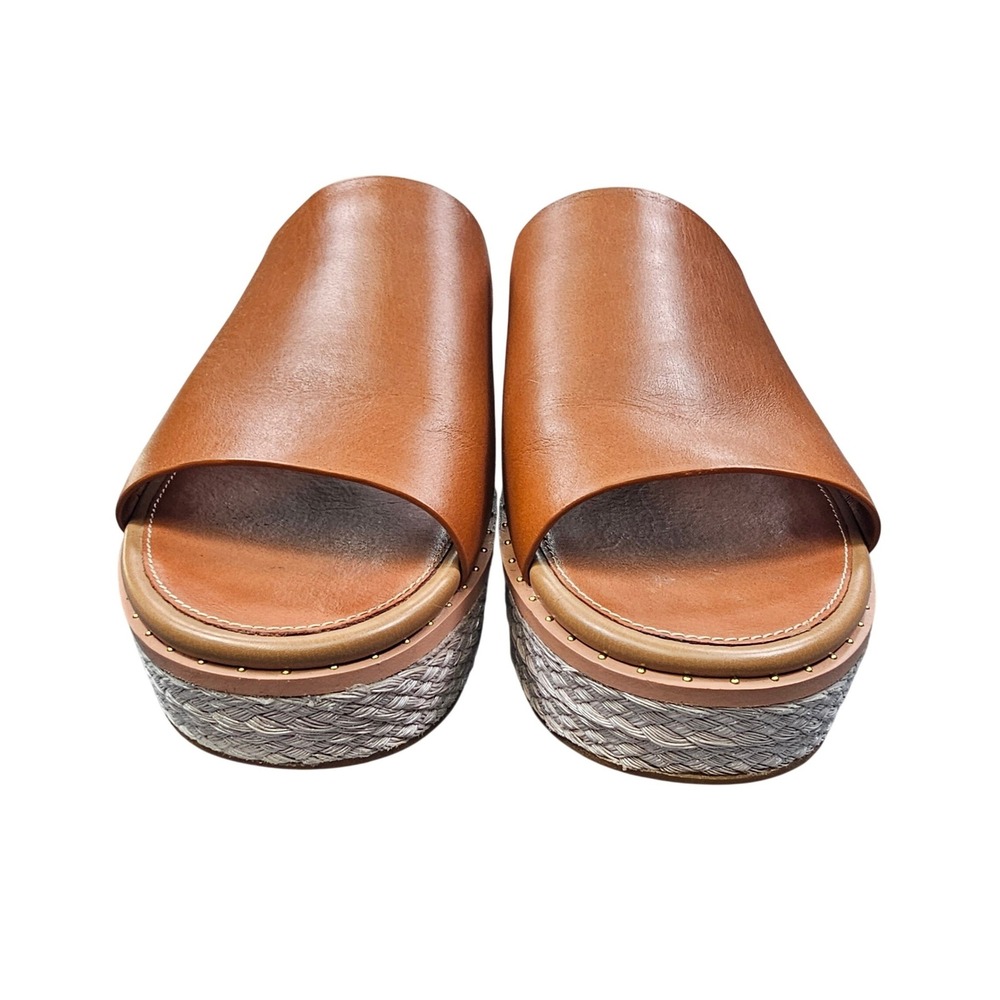 FitFlop Eloise Leather Espadrille Platform Slide Sandals Tan Brown Womens Size 9 - Picture 2 of 8